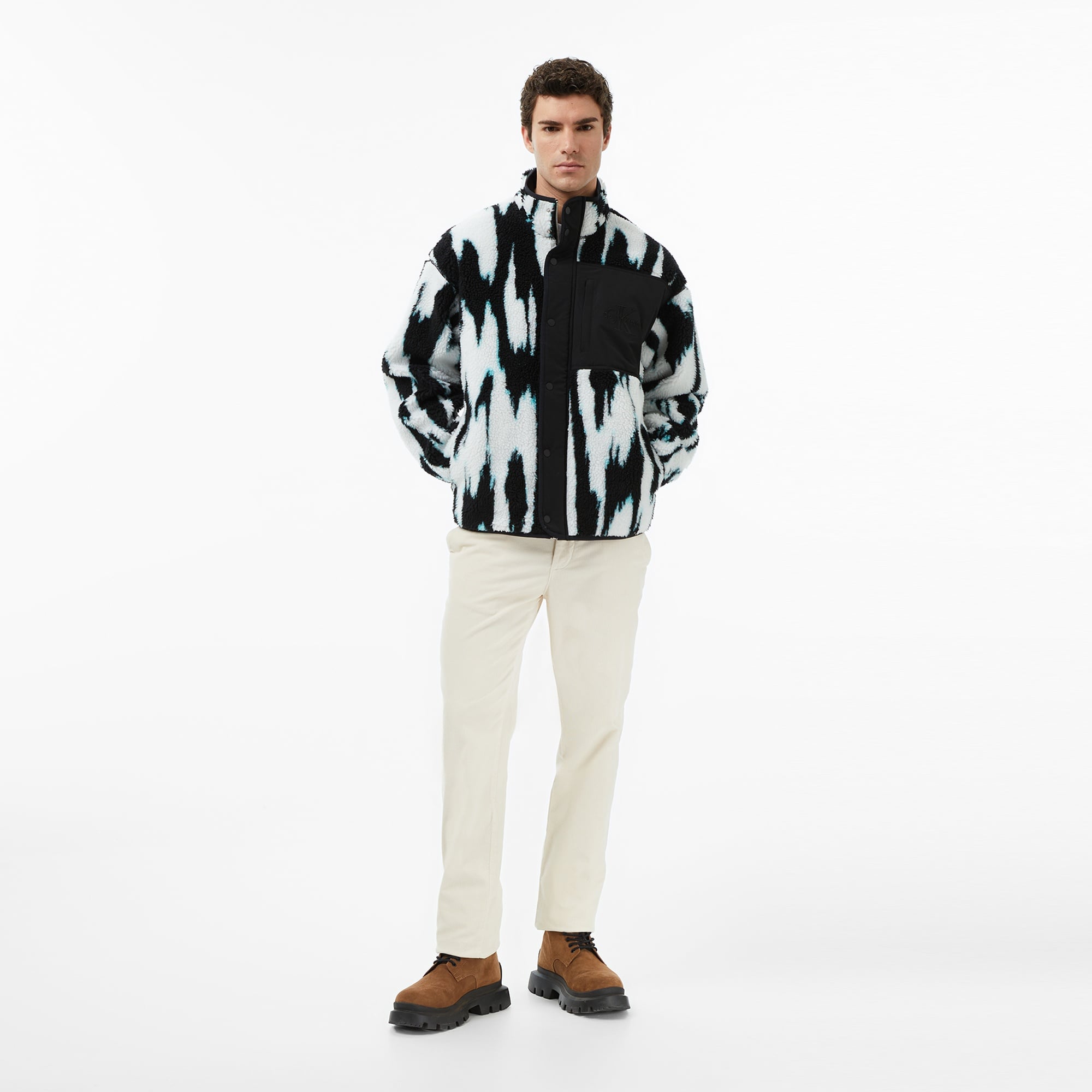 Calvin Klein Jacquard 3 Sherpa Erkek Renkli Sweatshirt