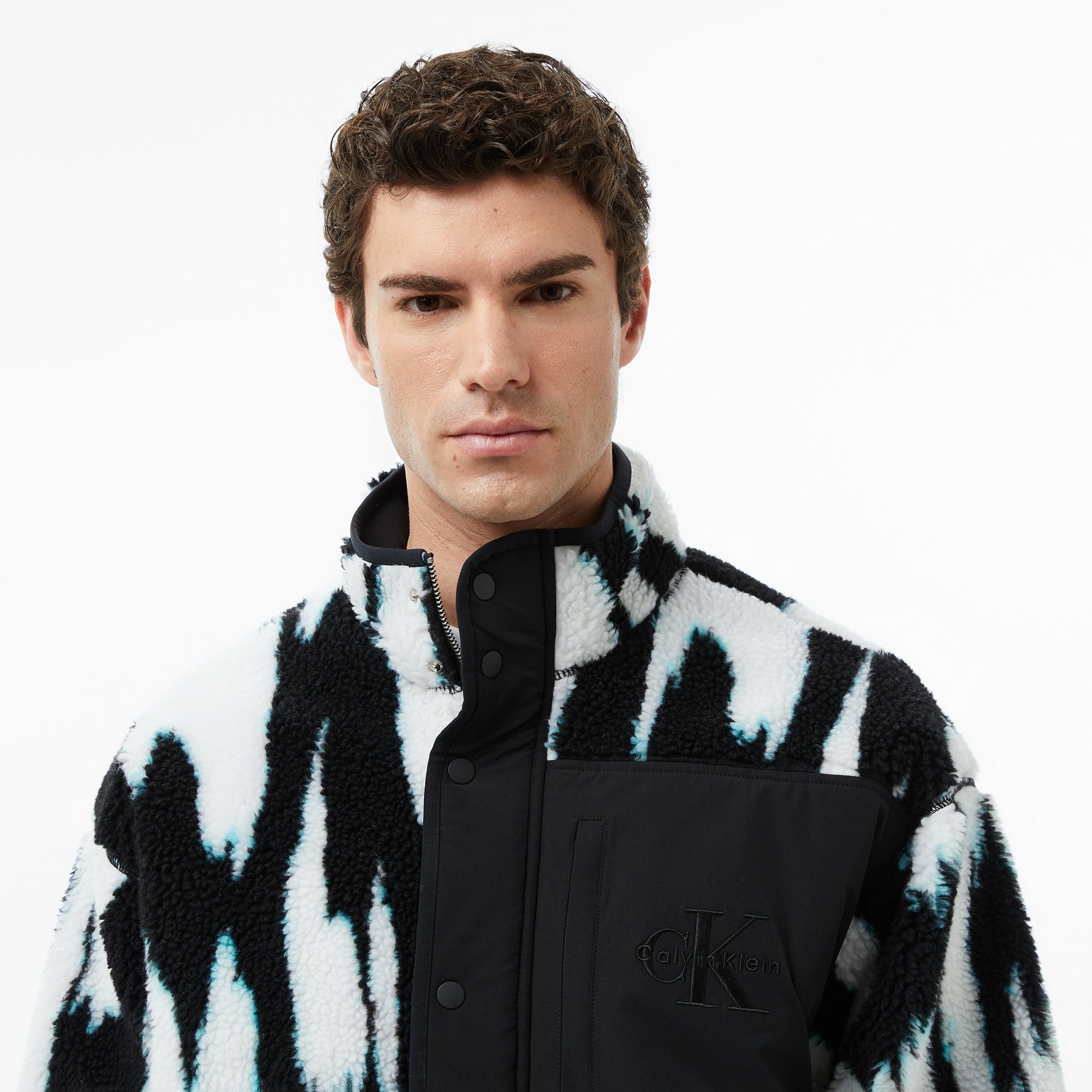 Calvin Klein Jacquard 3 Sherpa Erkek Renkli Sweatshirt