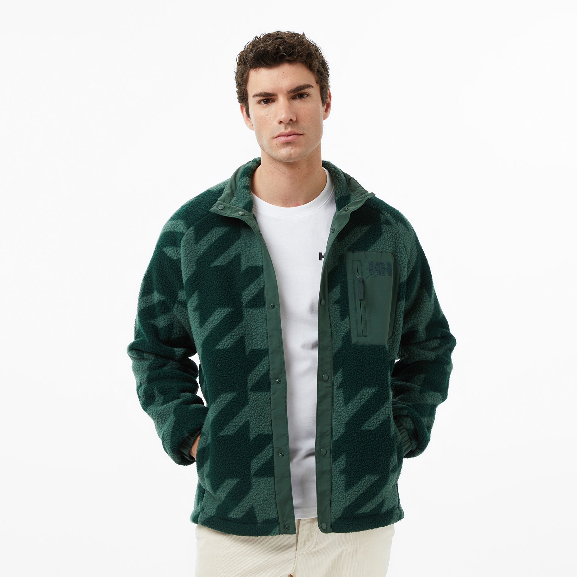 Helly Hansen Panorama Printed Pile Snap Erkek Yeşil Ceket