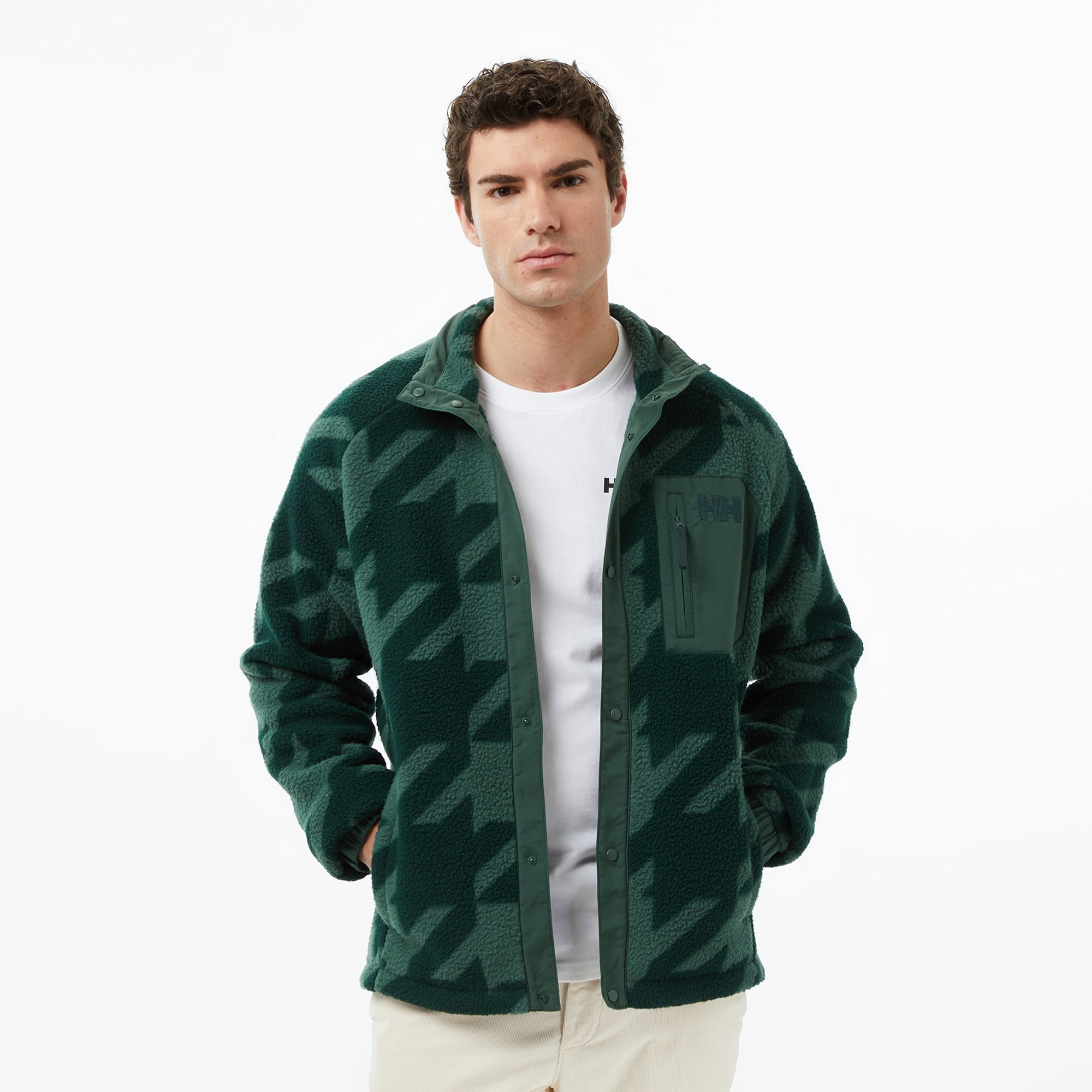  Helly Hansen Panorama Printed Pile Snap Erkek Yeşil Ceket