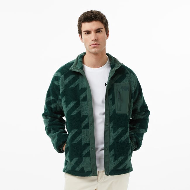  Helly Hansen Panorama Printed Pile Snap Erkek Yeşil Ceket