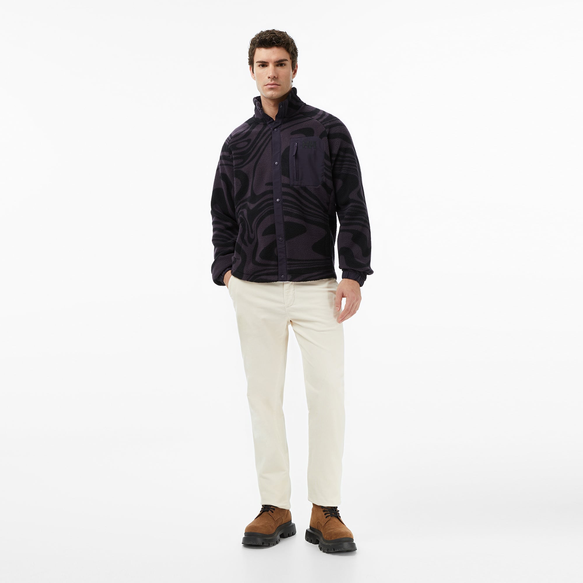 Helly Hansen Panorama Printed Pile Snap Erkek Siyah Ceket