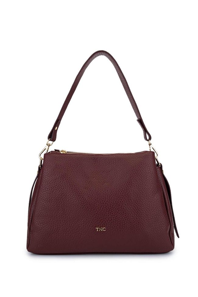  Tamer Tanca Kadın Suni Deri Bordo Kol Çantası