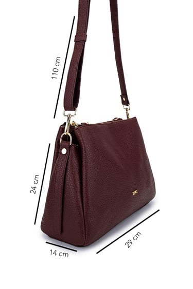  Tamer Tanca Kadın Suni Deri Bordo Kol Çantası