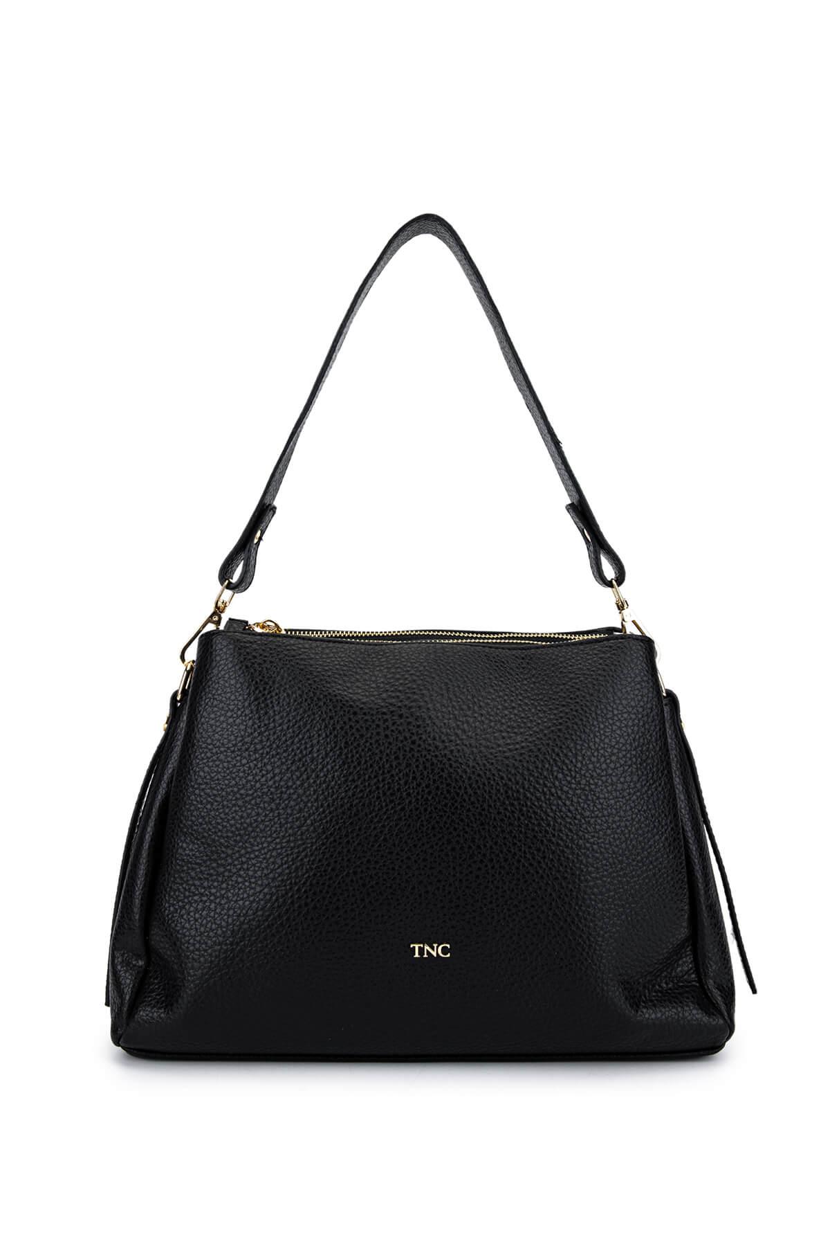  Tamer Tanca Kadın Suni Deri Siyah Floter Kol Çantası