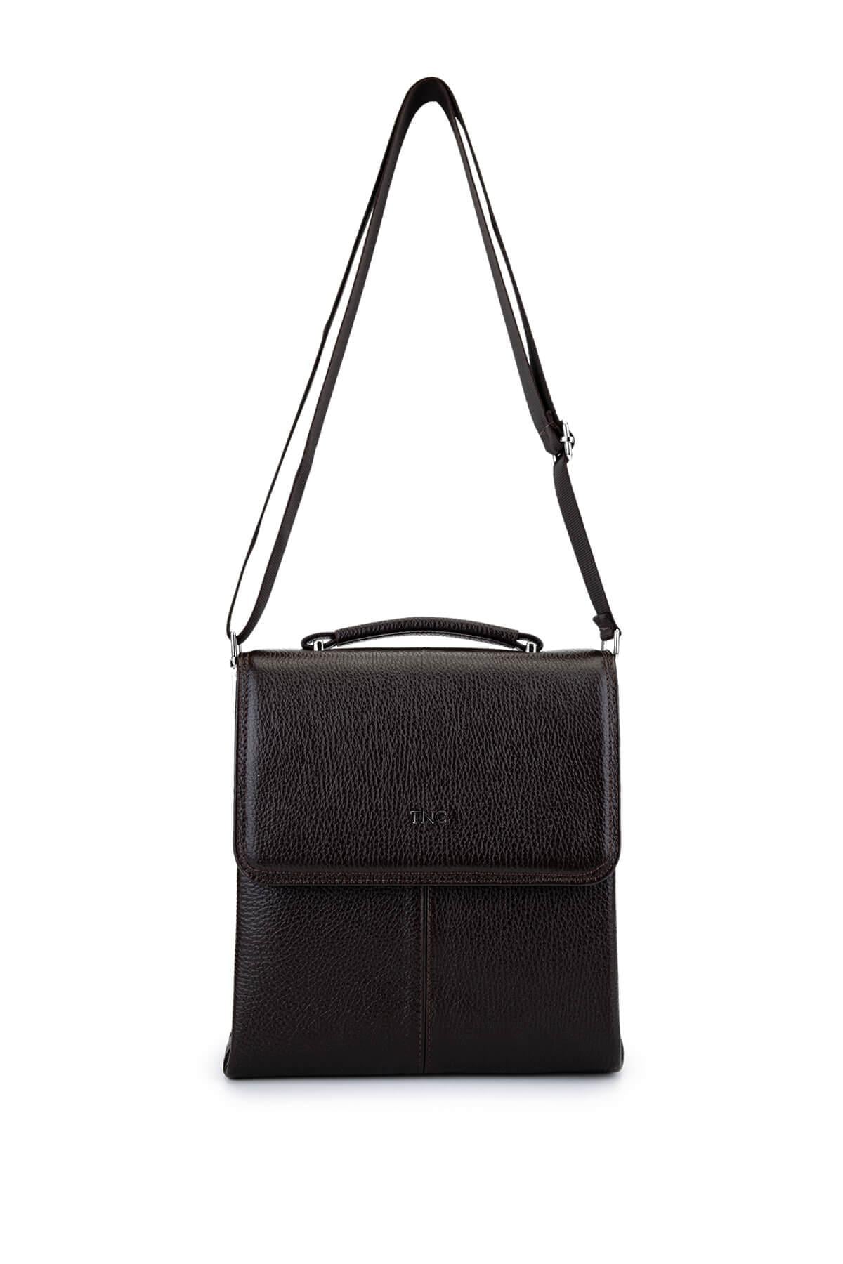  Tamer Tanca Erkek Hakiki Deri Kahverengi Postacı Çanta