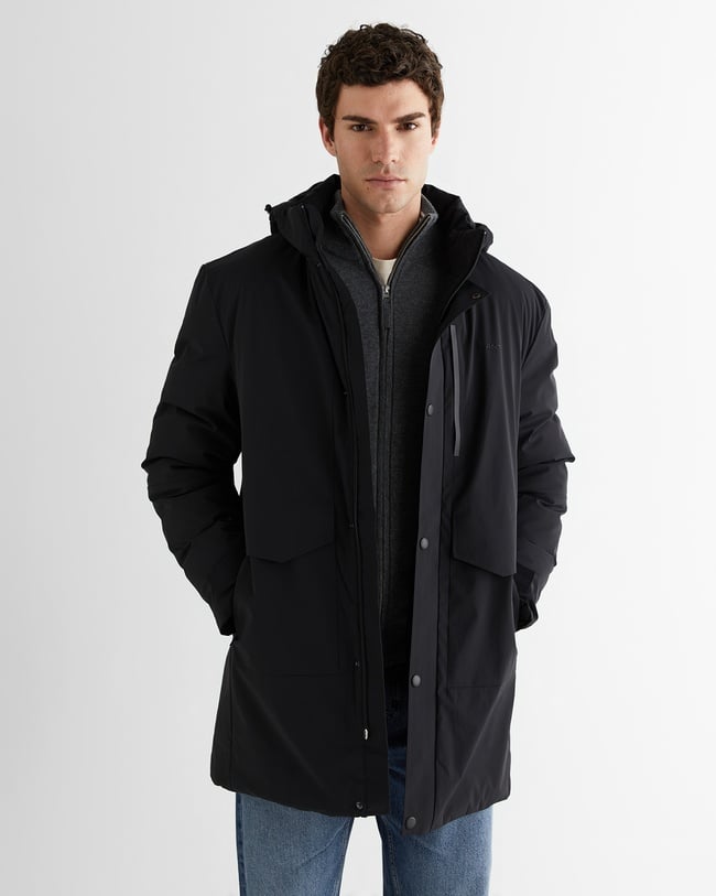  GANT Erkek Siyah Standart Fit Kapüşonlu Mont