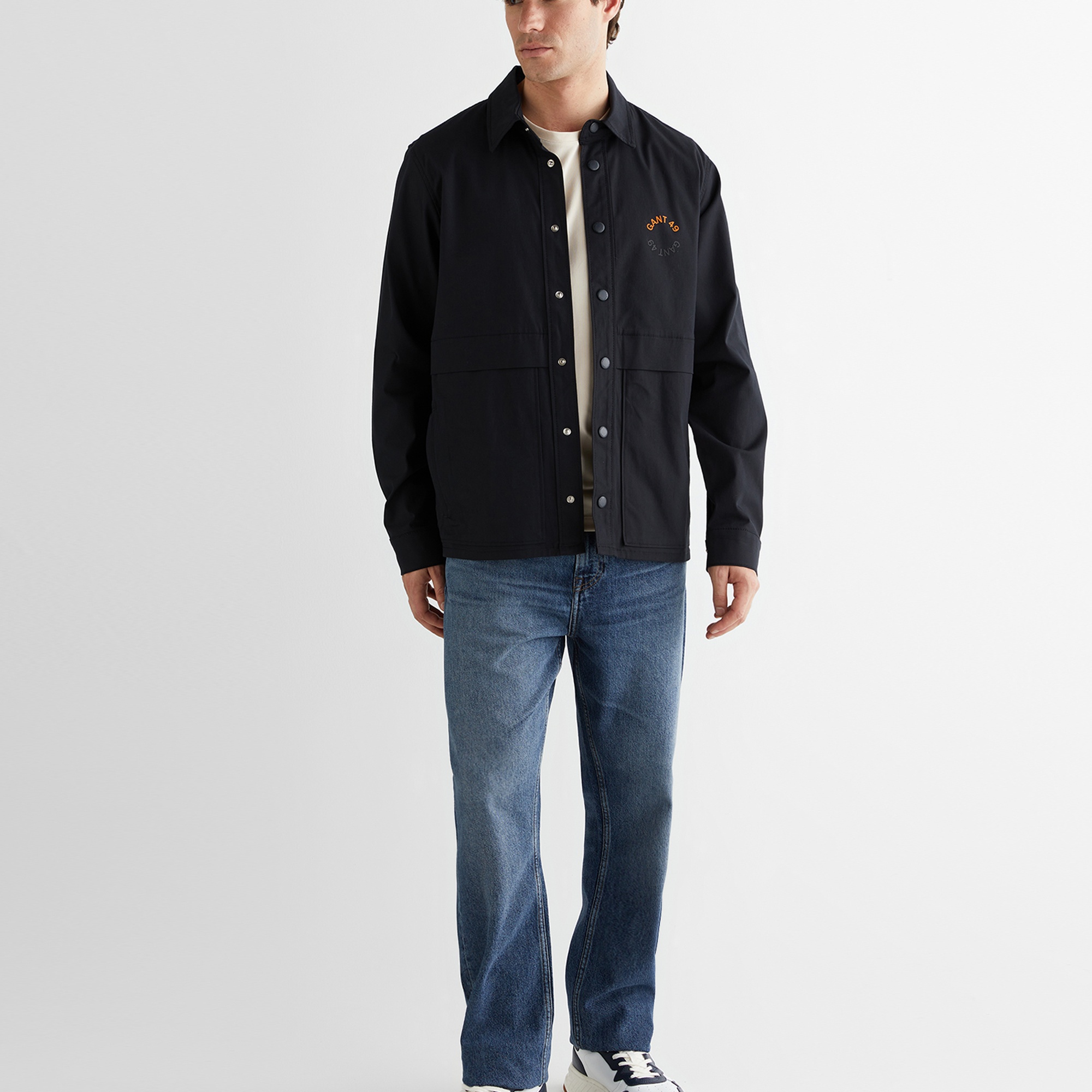 GANT Erkek Siyah Relaxed Fit Gömlek Yaka Logolu Ceket