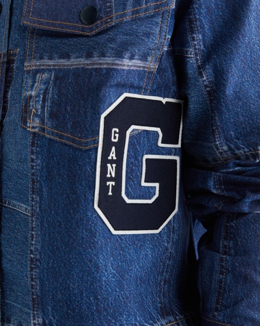  GANT Erkek Mavi Oversize Fit Gömlek Yaka Logolu Gömlek