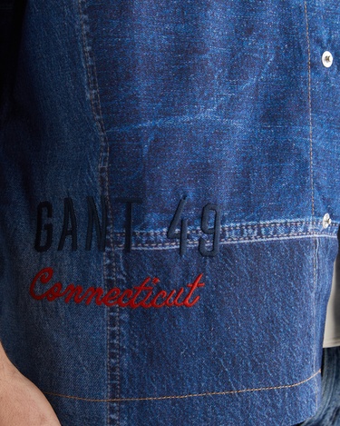  GANT Erkek Mavi Oversize Fit Gömlek Yaka Logolu Gömlek