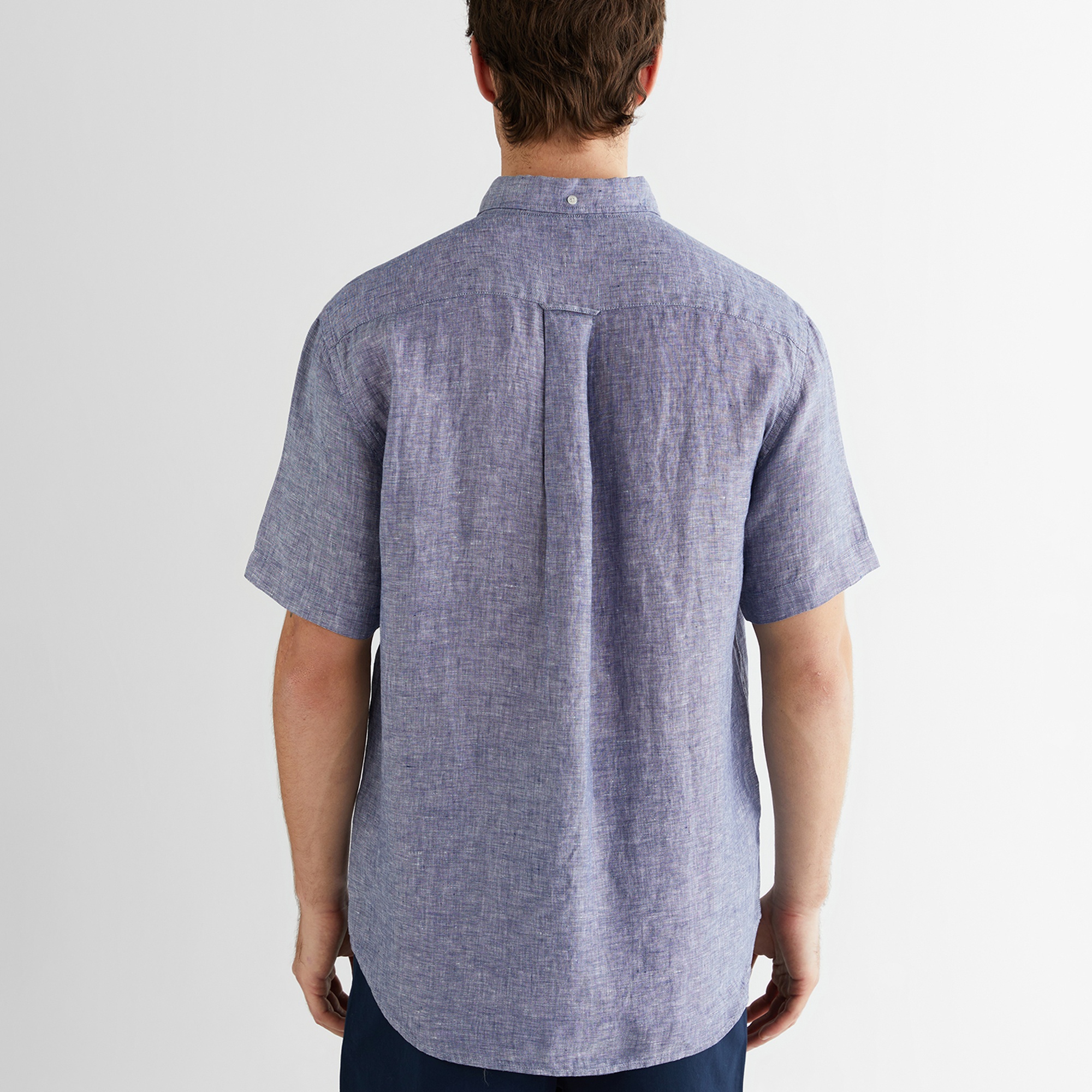 GANT Erkek Mavi Regular Fit Klasik Yaka Keten Gömlek