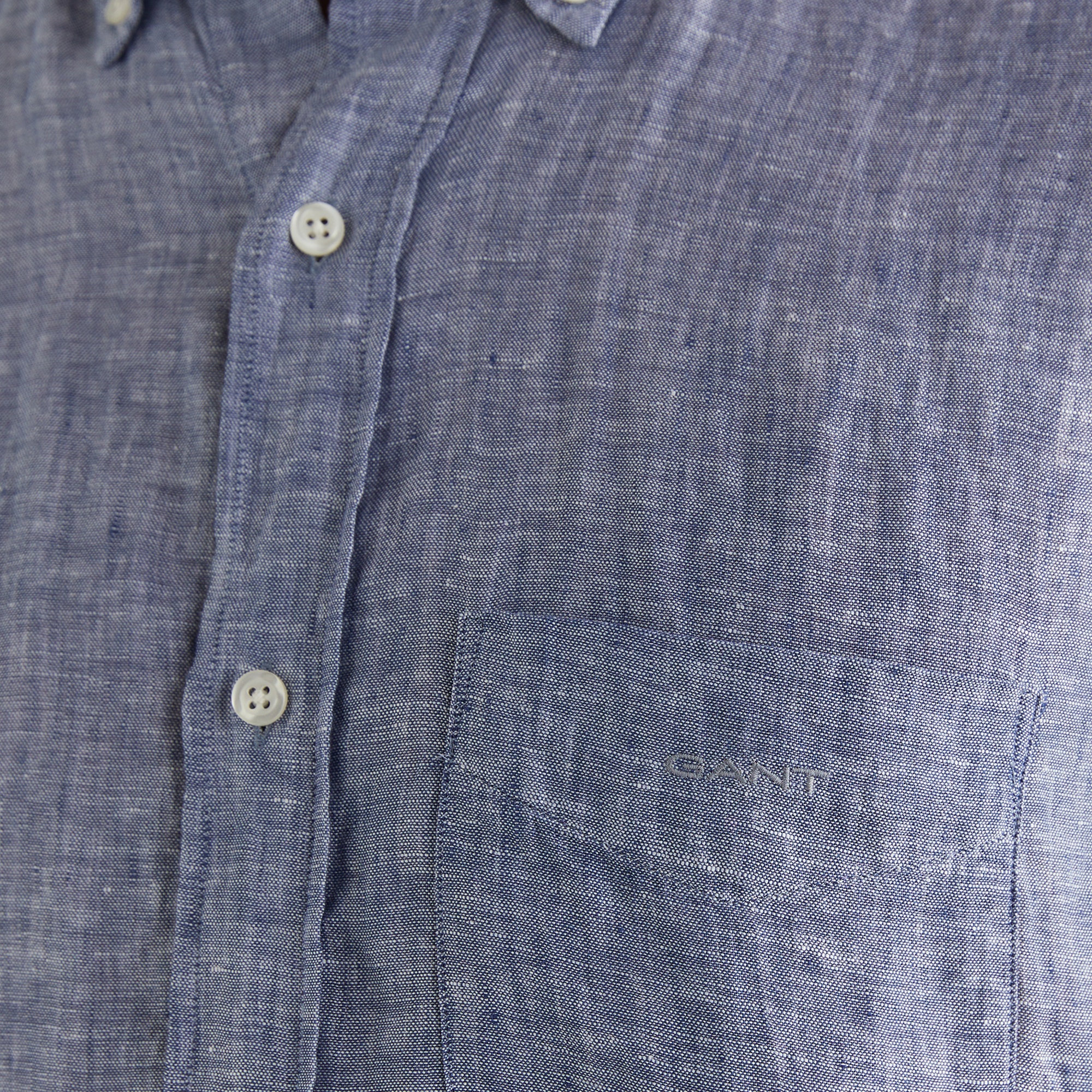 GANT Erkek Mavi Regular Fit Klasik Yaka Keten Gömlek