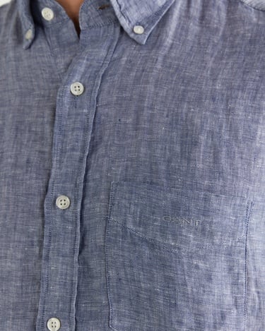  GANT Erkek Mavi Regular Fit Klasik Yaka Keten Gömlek