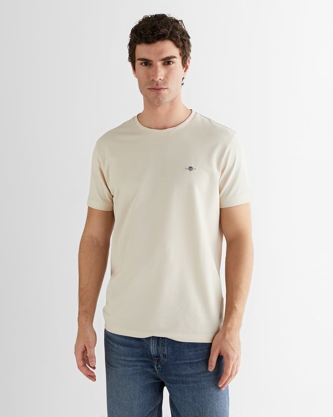  GANT Erkek Bej Regular Fit Bisiklet Yaka T-Shirt