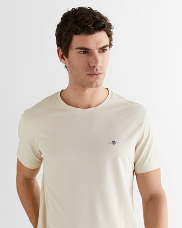  GANT Erkek Bej Regular Fit Bisiklet Yaka T-Shirt