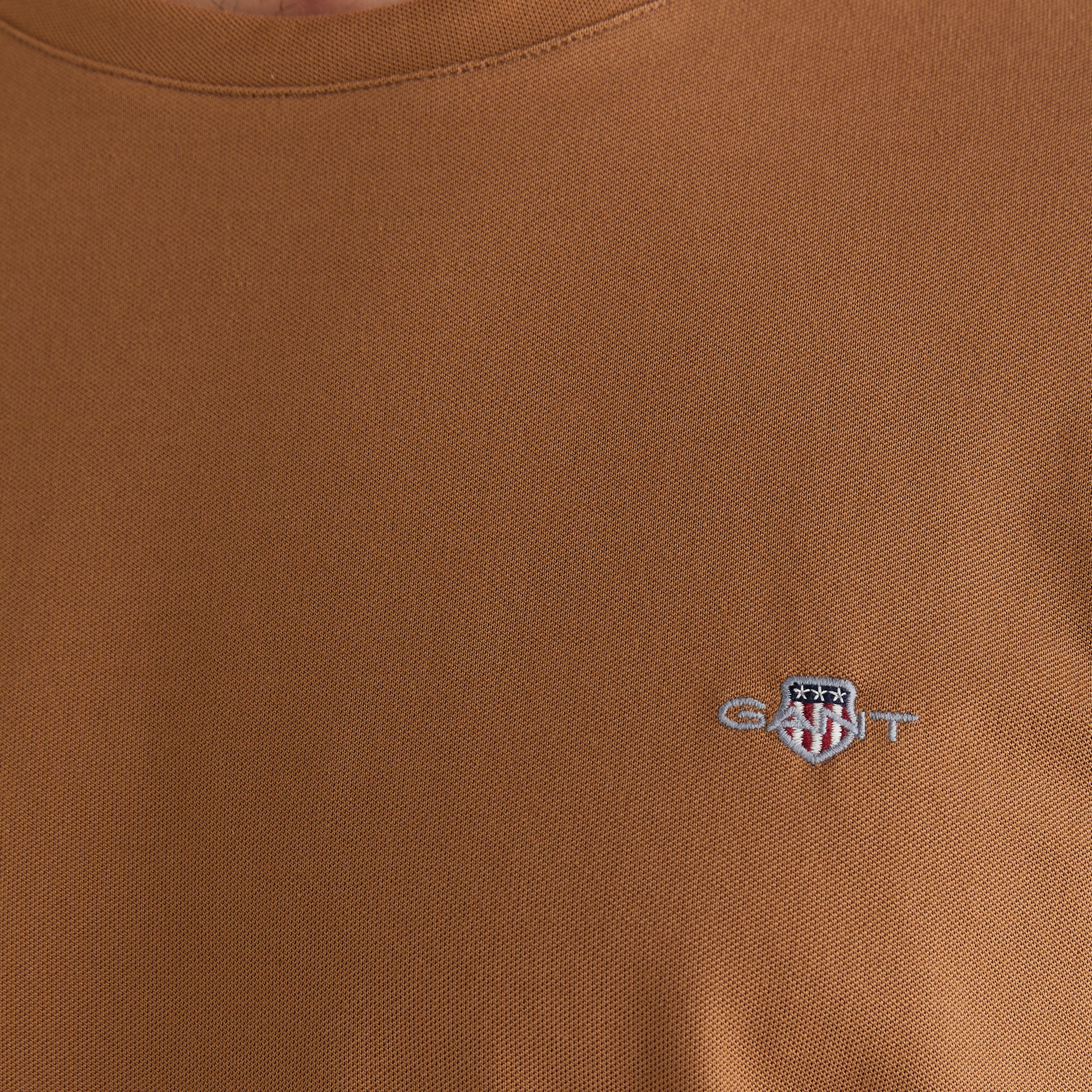 GANT Erkek Kahverengi Regular Fit Bisiklet Yaka T-Shirt