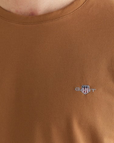  GANT Erkek Kahverengi Regular Fit Bisiklet Yaka T-Shirt