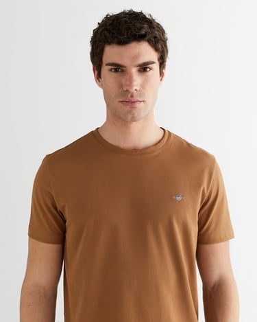  GANT Erkek Kahverengi Regular Fit Bisiklet Yaka T-Shirt