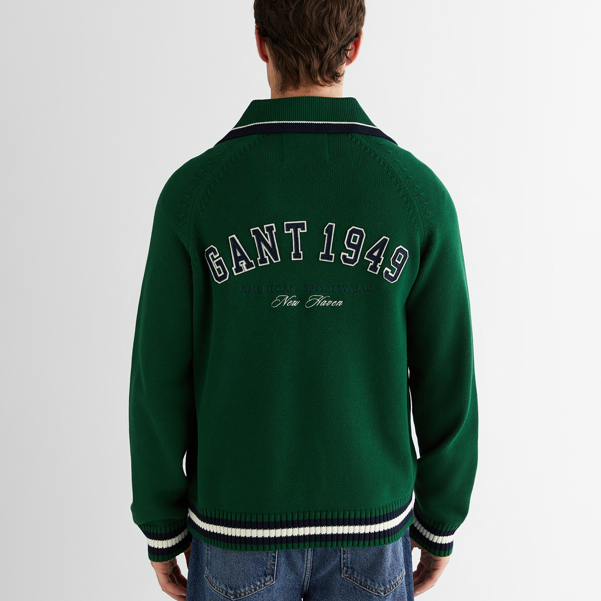 GANT Erkek Yeşil Relaxed Fit Fermuarlı Hırka