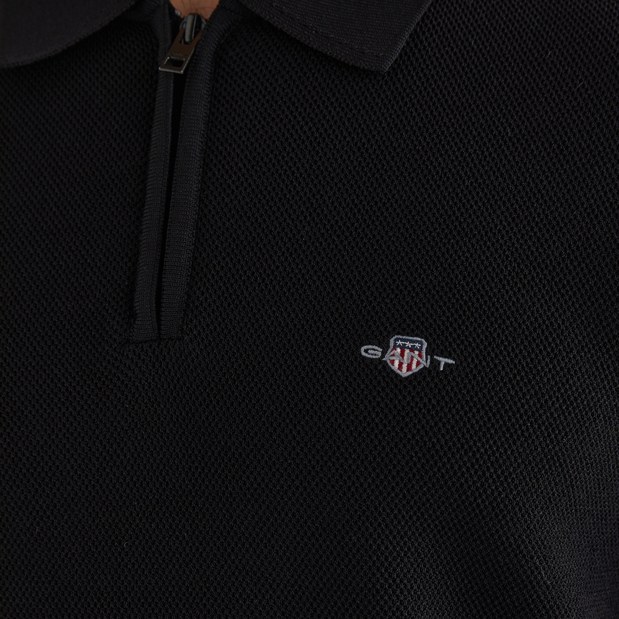 GANT Erkek Siyah Standart Fit Polo Yaka Triko