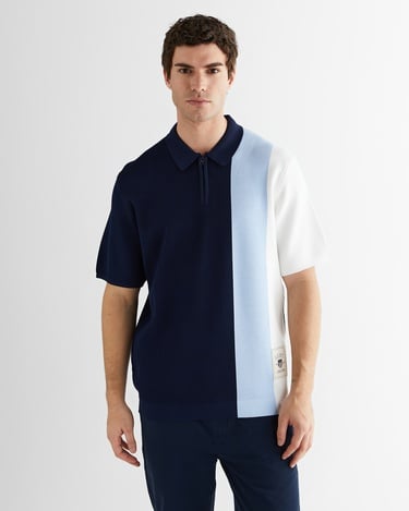  GANT Erkek Lacivert Regular Fit Renk Bloklu Triko