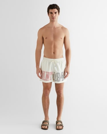  GANT Erkek Krem Regular Fit Logolu Mayo Şort