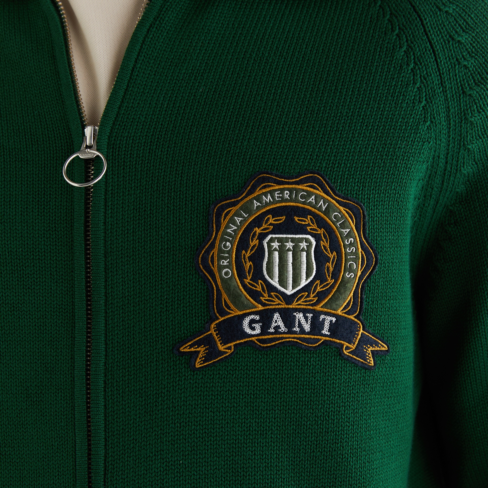 GANT Erkek Yeşil Relaxed Fit Fermuarlı Hırka