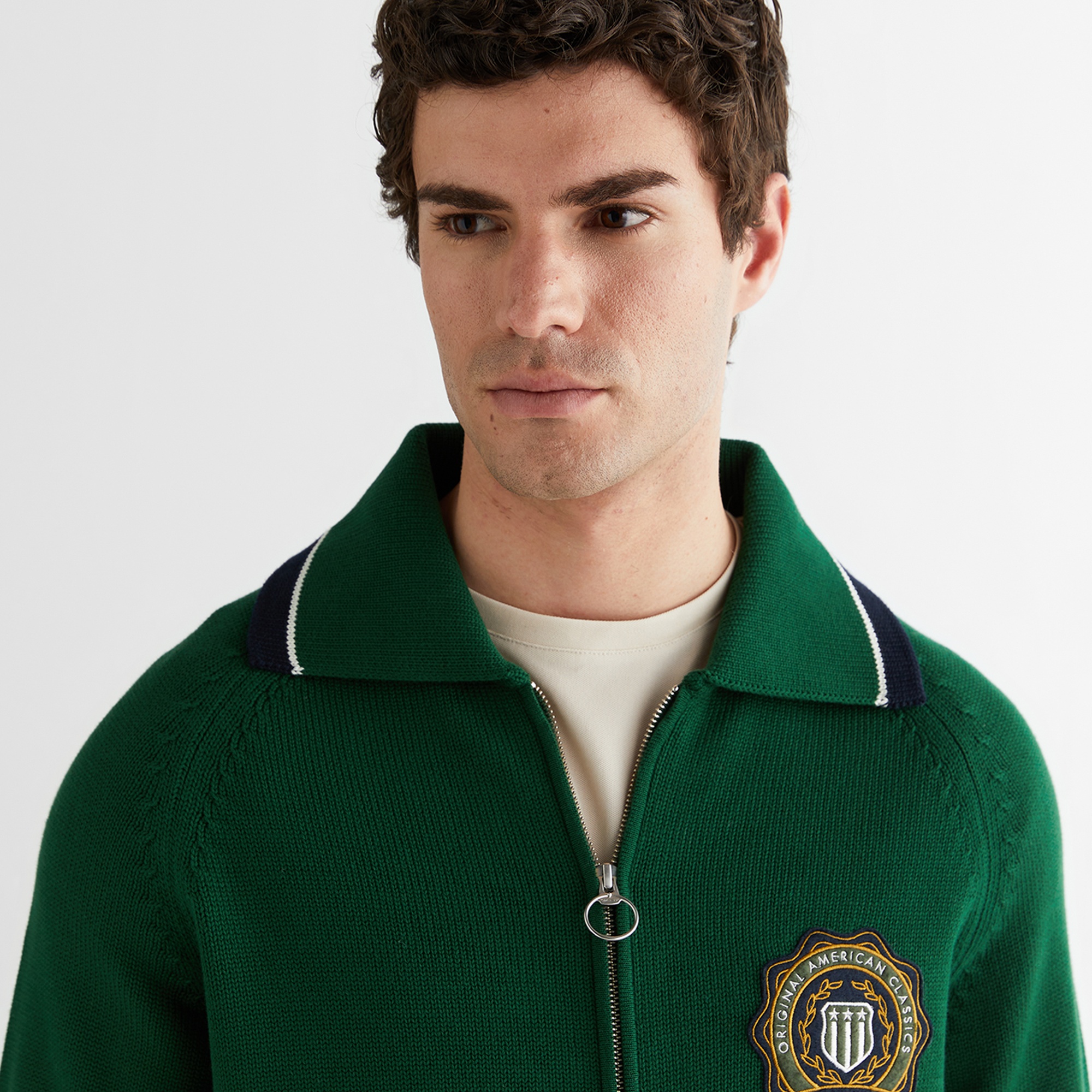 GANT Erkek Yeşil Relaxed Fit Fermuarlı Hırka