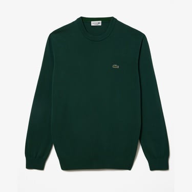  Lacoste Erkek Regular Fit Bisiklet Yaka Koyu Yeşil Kazak