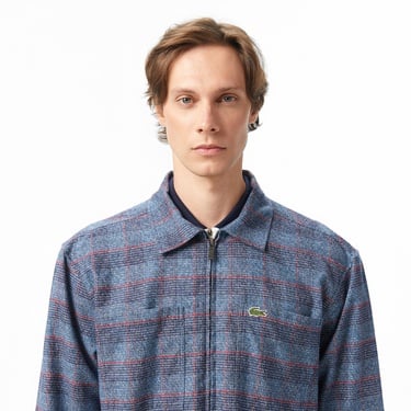  Lacoste Erkek Relaxed Fit Gömlek Yaka Ekose Lacivert Ceket