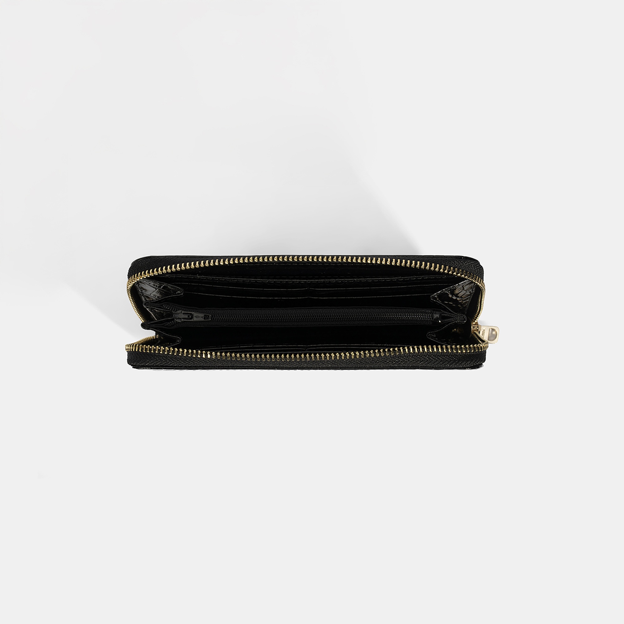 Kadın Siyah Kroko Baskılı Deri Cüzdan