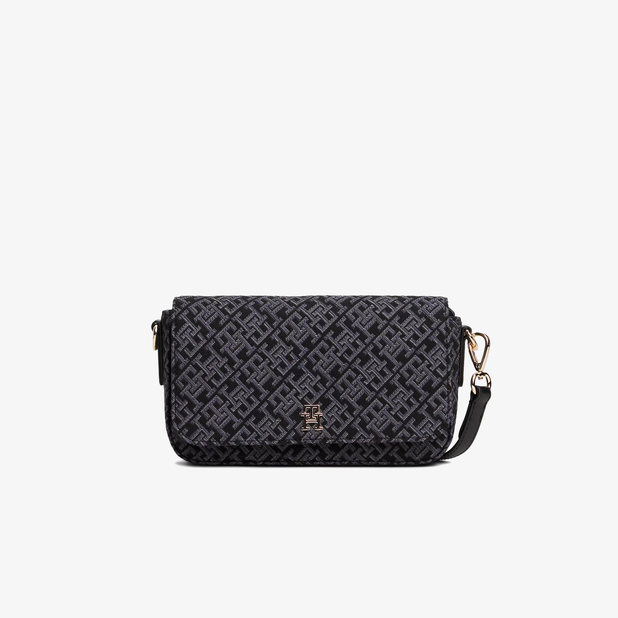  Tommy Hilfiger Icon Conv Jacquard Kadın Siyah Çapraz Çanta