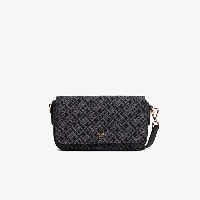  Tommy Hilfiger Icon Conv Jacquard Kadın Siyah Çapraz Çanta