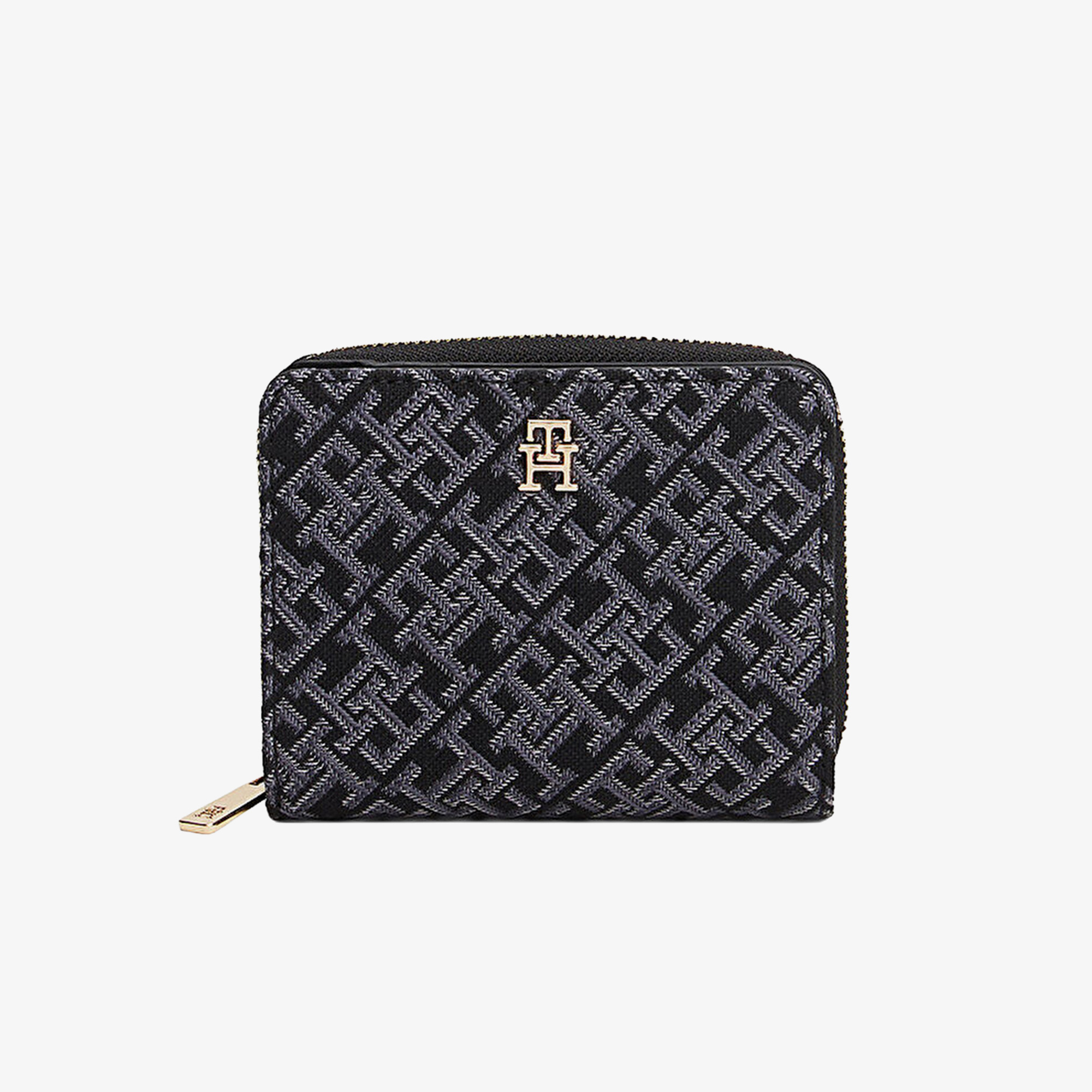  Tommy Hilfiger Icon Med Flap Jacquard Kadın Siyah Cüzdan