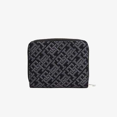  Tommy Hilfiger Icon Med Flap Jacquard Kadın Siyah Cüzdan