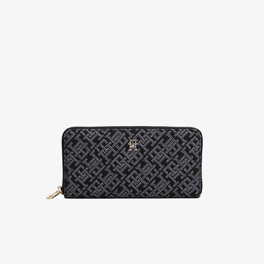  Tommy Hilfiger İcon Jacquard Kadın Siyah Cüzdan