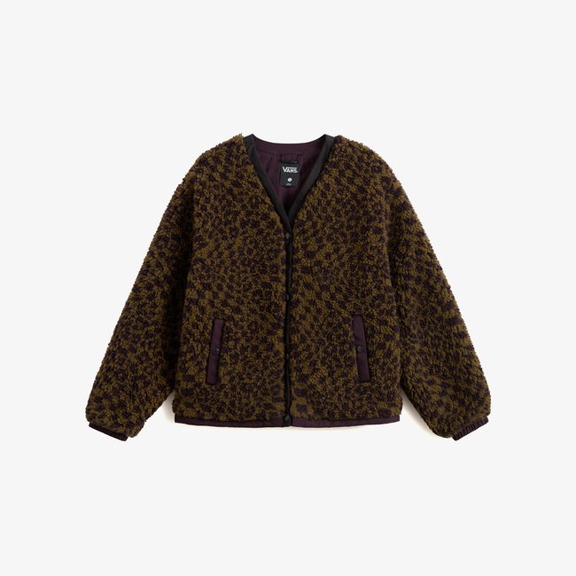  Vans Suffolk Cheetah Check Pile Coat Kadın Bordo Ceket