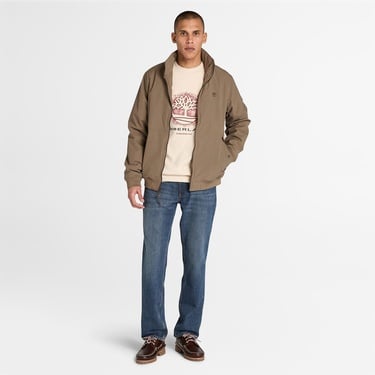  Timberland Front Seasonal Tree Logo Graphic Crewneck Erkek Bej Sweatshirt