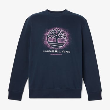  Timberland Front Seasonal Tree Logo Graphic Crewneck Erkek Lacivert Sweatshirt
