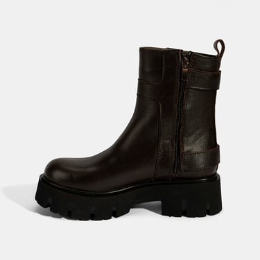  Kadın Kahve Metal Tokalı Deri Bot