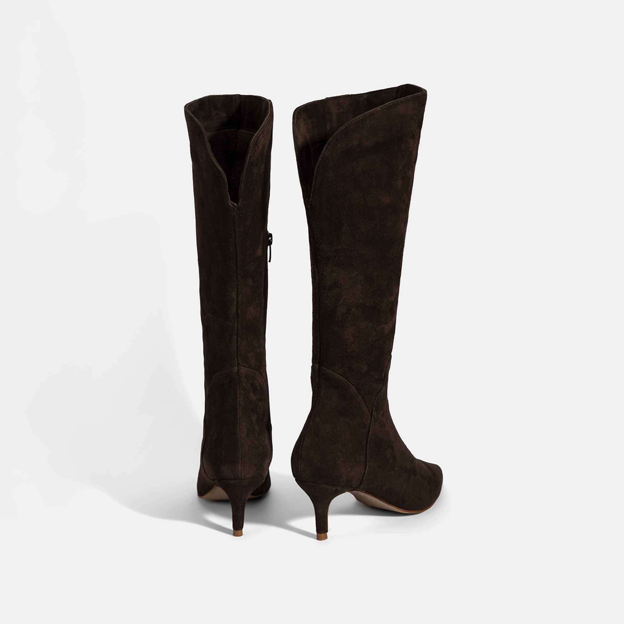 Kadın Kahve Sivri Burunlu İnce Topuklu Süet Çizme