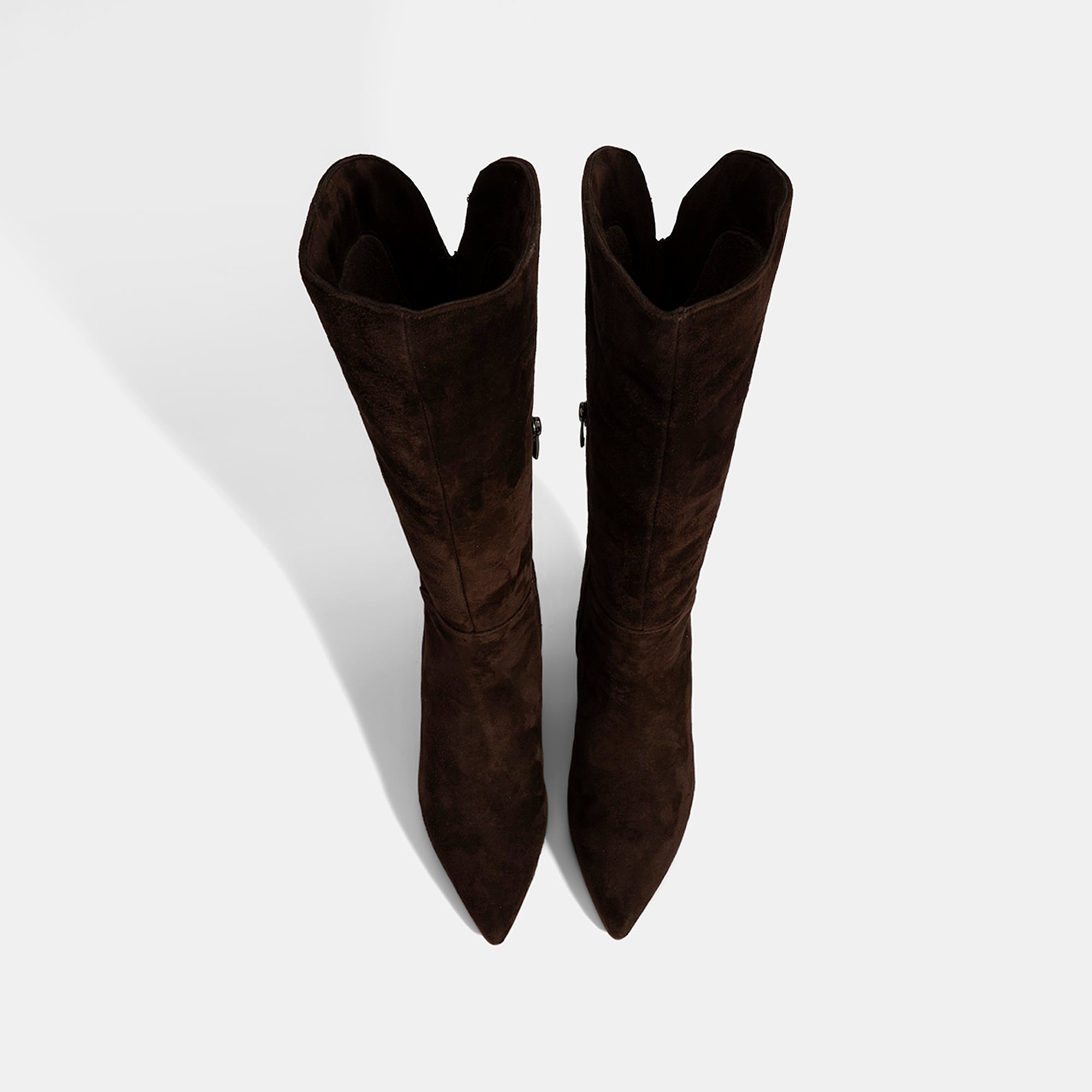 Kadın Kahve Sivri Burunlu İnce Topuklu Süet Çizme