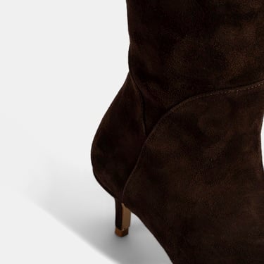  Kadın Kahve Sivri Burunlu İnce Topuklu Süet Çizme