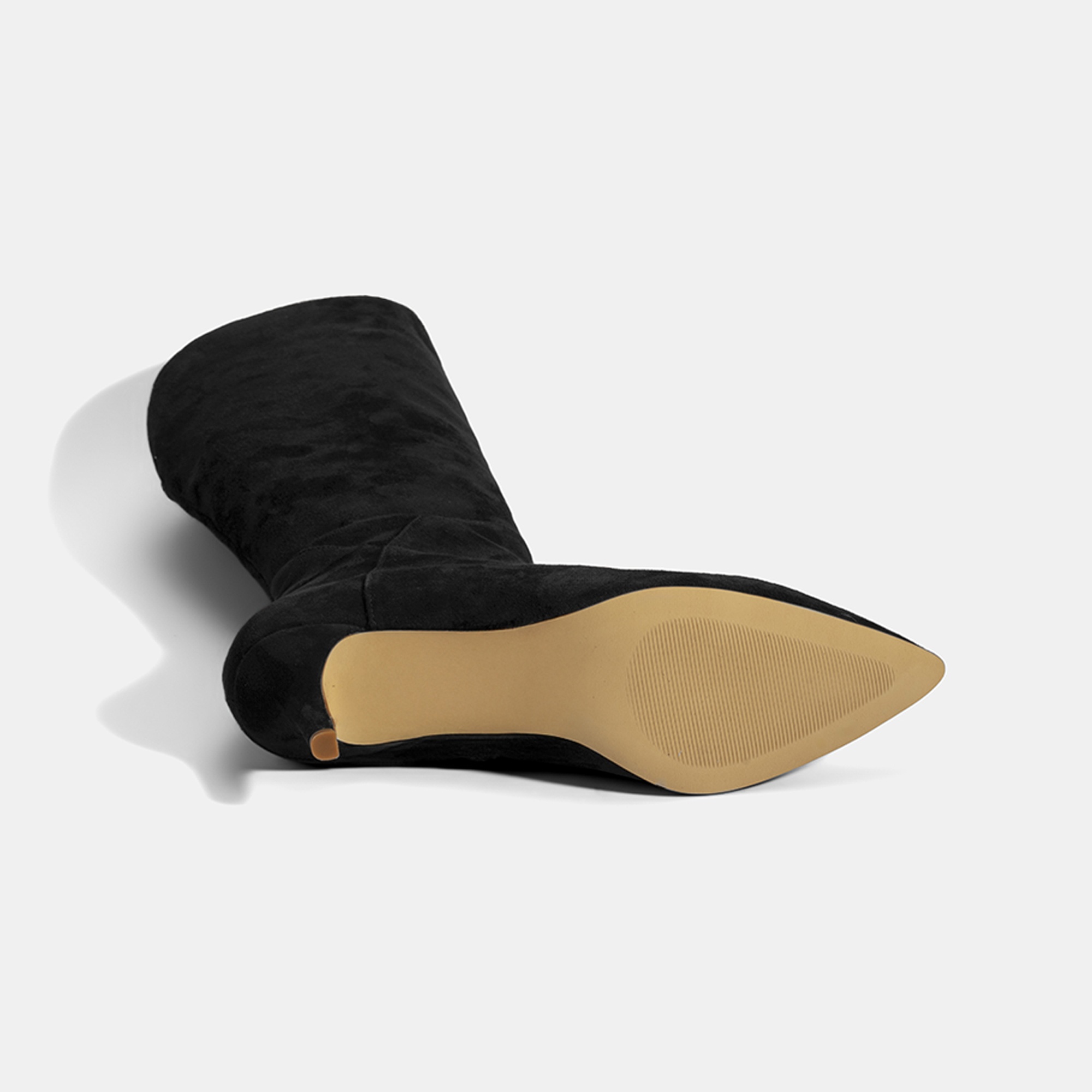 Kadın Siyah Sivri Burunlu İnce Topuklu Süet Çizme