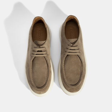  Erkek Vizon Bağcıklı Süet Deri Günlük Ayakkabı