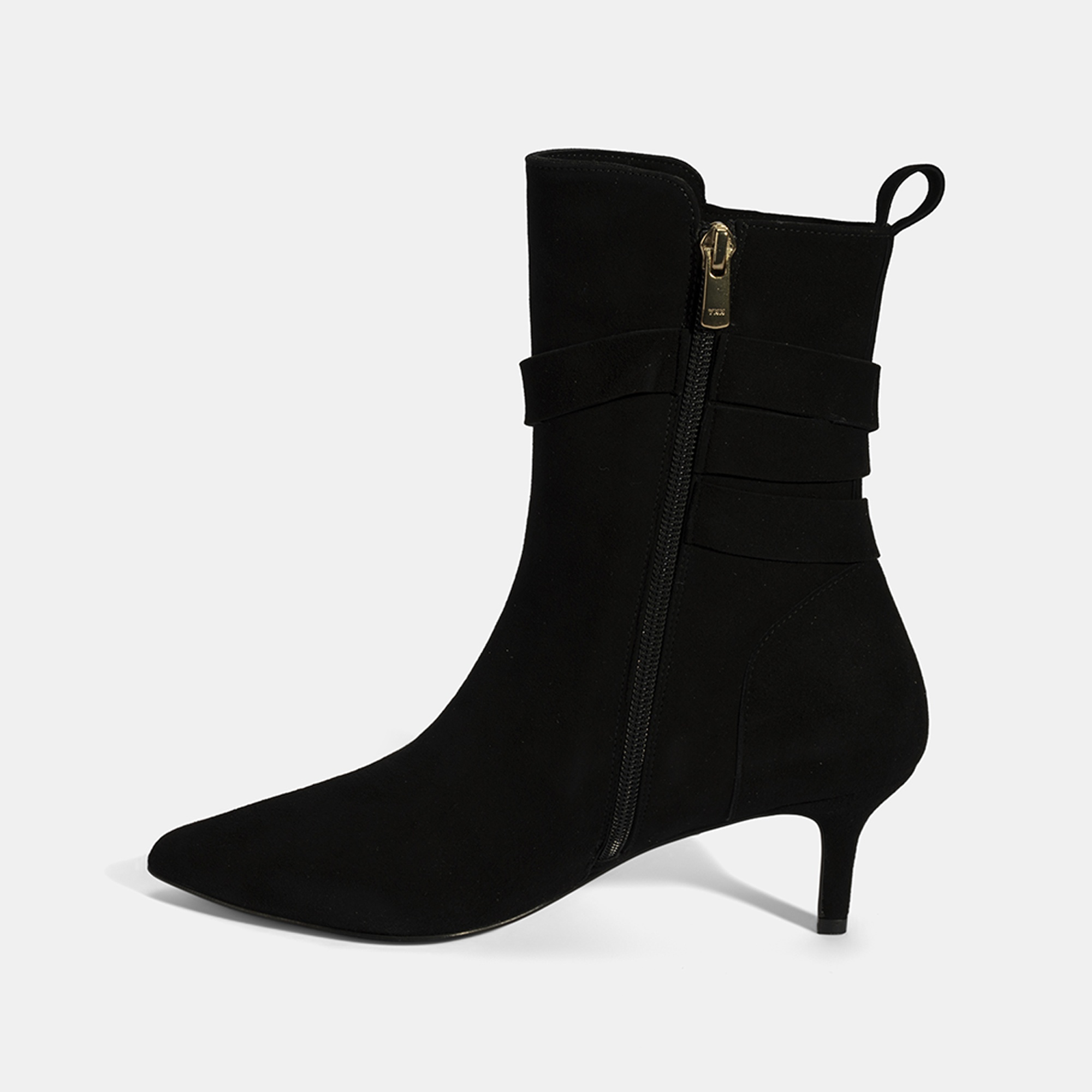 Kadın Siyah Sivri Burunlu İnce Topuklu Süet Çizme