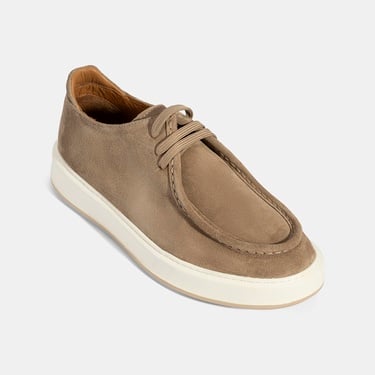  Erkek Vizon Bağcıklı Süet Deri Günlük Ayakkabı