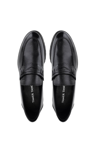  Tamer Tanca Erkek Hakiki Deri Siyah Loafer Ayakkabı