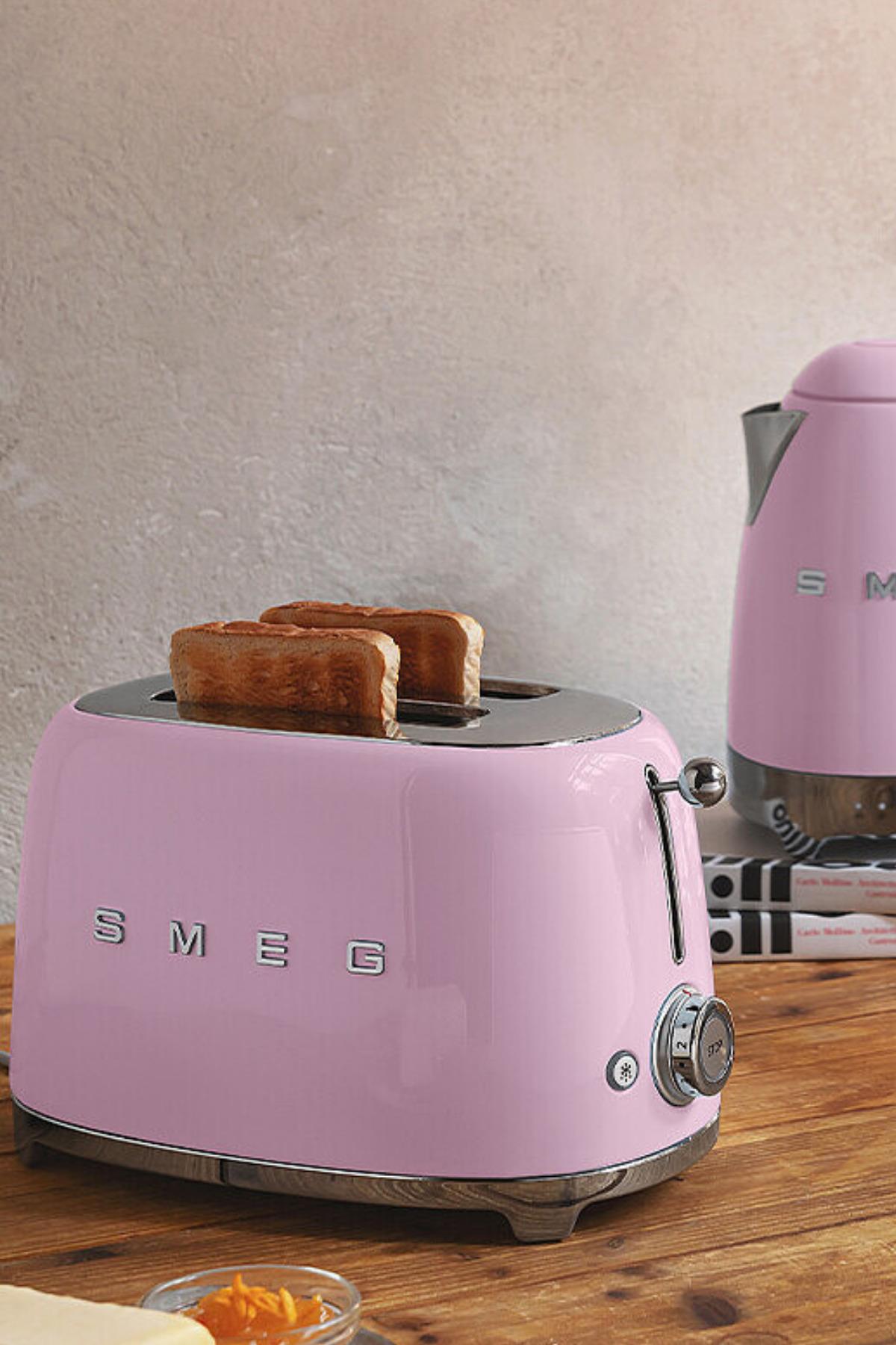  Smeg 50's Style Retro Pembe Ekmek Kızartma Makinesi 2x1 Tsf01pkeu