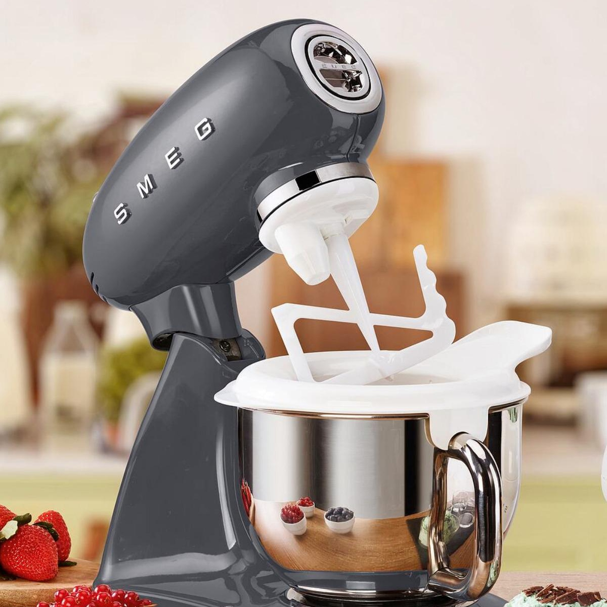 Smeg 50's Style Retro 4.8 Litre Barut Grisi Stand Mikser Smf03greu